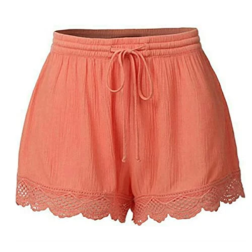 Todays Deals Shorts Womens UK Summer Drawstring Cotton Elastic Waist Solid Color Casual Shorts Sport