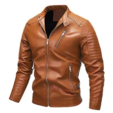 Today'S Deals  Suits for Men Winter Leather Outwear Multi-Zipper Stand Collar Coat Short Large Size Outdoor Warm Jacket Columbia Mens Jacket Winter Halloween Warehouse Clearance Bargains Sale