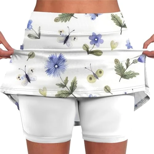 Today'S Deals Tennis Skirt for Women High Waisted Workout Skirt with Shorts Colorful Floral Printed Tennis Skirt with Shorts 2024 UK Summer Fashion Running Shorts for S Womens Gifts Ideas Clearance