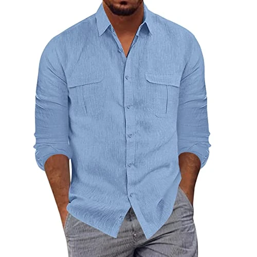 Todays Deals Thin Long Sleeve Top Men Black Grey Checked Shirt Mens Multipack T Shirts Baby Blue Men