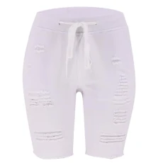 Todays Deals Women Shorts High Waisted Ragged Edge Solid Color Print Perforated Pants 2024 Summer UK Fashion Washed Denim Breathable Casual Women Shorts for Outdoor Outlet Clearance UK