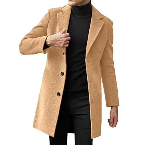 Todays Offers Special Deals Men Slim Winter Coat Lapel Collar Long Sleeve Padded Leather Jacket Vint