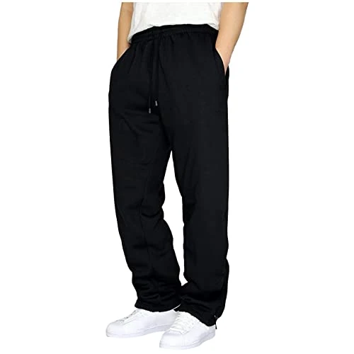 Todays Offers Special Deals Men's Rope Loosening Waist Solid Color Pocket Trousers Loose Sports Trou