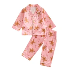 Toddler Baby Girl Silky Satin Christmas Pyjamas Sets Long Sleeve Button Down Top and Bottoms Girls My First Christmas Pjs Cute Print Christmas Pajamas (Gingerbread Man Rose, 18-24 Months) Toddler Baby Girl Silky Satin Christmas Pyjamas Sets Long Sleeve Button Down Top and Bottoms Girls My First Christmas Pjs Cute Print Christmas Pajamas (Gingerbread Man Rose, 18-24 Months)