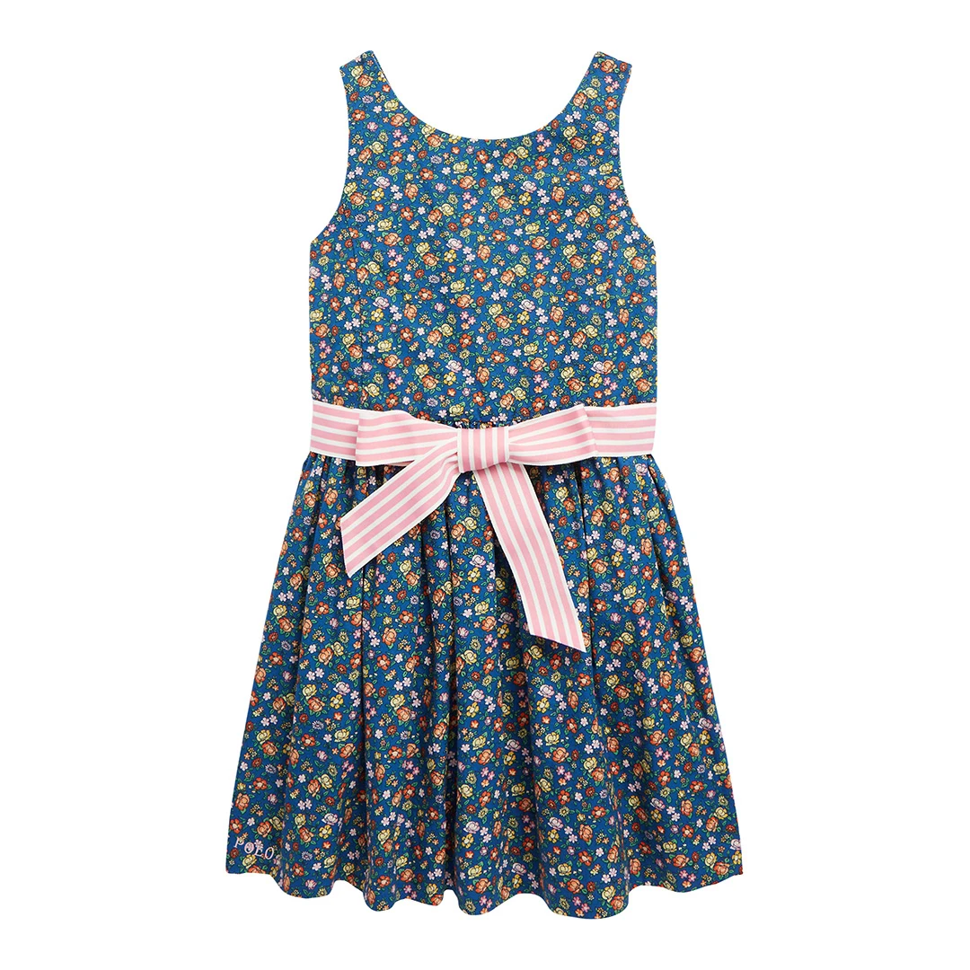 Toddler Girl&prime; Blue Floral Cotton Poplin Dress