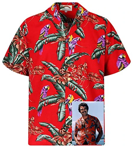 Tom Selleck Magnum P1 Hawaiian Shirt Original Made in Hawaii S- 4XL (XS, red)