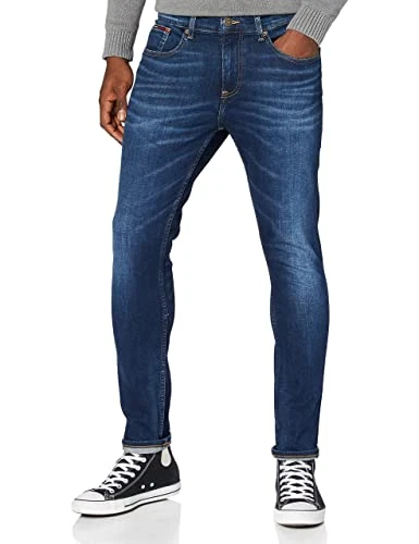Tommy Hilfiger Men's Austin Slim Tapered Asdbs Jeans, Aspen Dark Blue Stretch, 36W / 30L