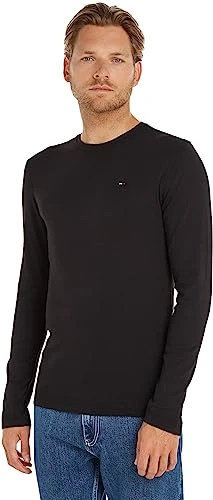 Tommy Hilfiger Men's Original Rib Long Sleeve Top, Black, L