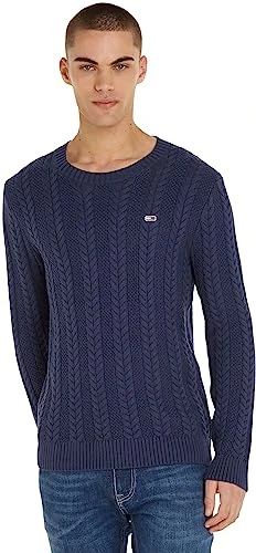 Tommy Hilfiger Men's Tjm Reg Cable Sweater Sweatshirt, Twilight Navy, L