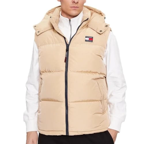 Tommy Jeans Alaska Men's Beige Sleeveless Down Jacket, beige, XS
