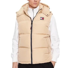 Tommy Jeans Alaska Men's Beige Sleeveless Down Jacket, beige, XS