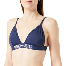 Tommy Jeans Women's Triangle Bikini Top Padded, Blue (Twilight Navy/Twilight Navy), M