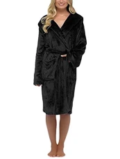 Tomwell Women Dressing Gown Soft Plush Bath Robe For Housecoat Loungewear Bathrobe Shaggy Highly Absorbent Bathrobe Black 6