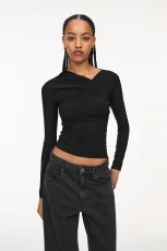 Top With A Crossover Neckline - Black