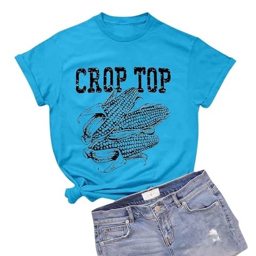 Top Women's Short Sleeve Set Women Graphic T-Shirt Vintage Corn Short Sleeve Vintage T Shirt Women's Short Sleeve Blouse T-Shirt Tops Women Short Sleeve Fit T-Shirt Blouse Summer Classic T-Shirt,