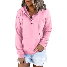 Tops Women Blue Hoodie Graduation Gifts Womens Daily Long Casual Down for Womens Pocket Hooded Sweatshirts Pullover Sleeve Button V Drawstring Hoodies Neck Women's Hoodies Sweatshirts Sale Promotion