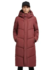 Torino Women's Quilted Coat Long Quilted Jacket Warm Sporty with Hood, Wine Red, S Torino Women's Quilted Coat Long Quilted Jacket Warm Sporty with Hood, Wine Red, S