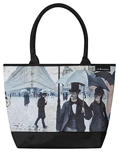 Tote Bag Shopping Women Men Lightweight Spacious Shopper Motif Art Gustave Caillebotte: Rainy Paris