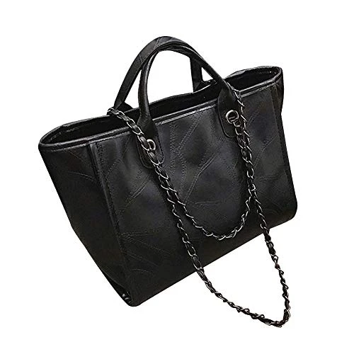 Tote Bags for Women PU Leather Large Capacity Cross Body Shoulder Bag Travel Black