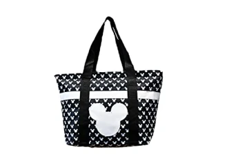 Tote Mickey & Minnie Mouse Icon Print Zipper Travel Bag, Black Polka, One Size Tote Mickey & Minnie Mouse Icon Print Zipper Travel Bag, Black Polka, One Size
