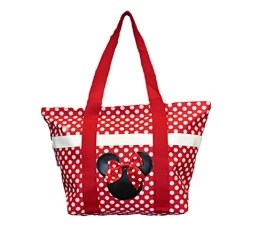 Tote Mickey & Minnie Mouse Icon Print Zipper Travel Bag (Red) Tote Mickey & Minnie Mouse Icon Print Zipper Travel Bag (Red)