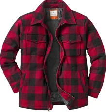 Tough as Buck Outdoorsman Wool Coat for Men, Winter Outerwear Jacket, Berber and Quilted Lined Insulated Work Clothing, Buffalo Plaid, Medium, Buffalo Plaid, M