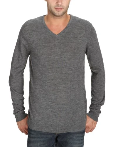 Tower Merino V-Neck Men's Jumper Mid Grey Mélange XX-Large