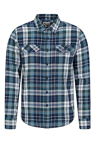 Trace Mens Flannel Long Sleeve Shirt - Lightweight & Breathable Casual Checks Shirt in 100% Cotton w