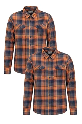 Trace Mens Flannel Long Sleeve Shirt with Pockets - 100% Cotton - Ideal for Travelling, Walking, and