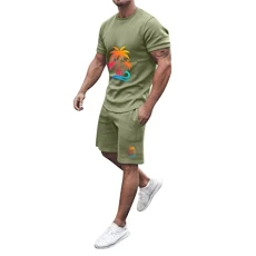 Track Suits for Men Set Hoodies Summer Hawaiian Workout Shrink-Less Flap Pocket Mens Polo Heavy Blend Mandarin Neck Patchwork Letter Print Solid Classic Fit Short Sleeve Polo Shirts Green