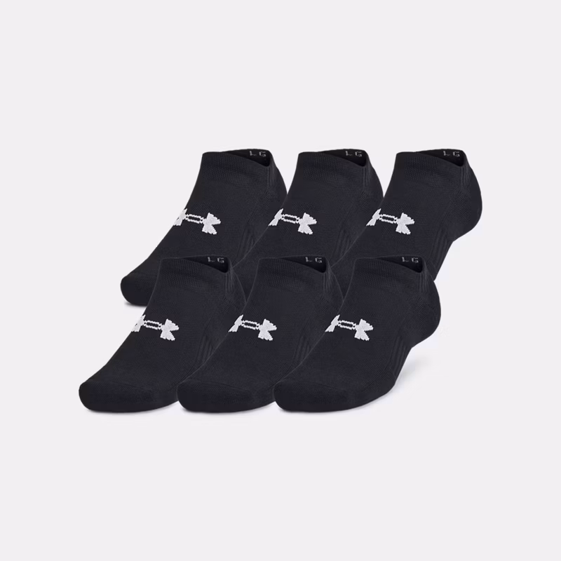 Training Cotton Unisex 3-Pack No Show Socks Black / Black / White L