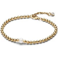 Treated Freshwater Cultured Pearl & Beads Gold Bracelet - 16cm