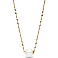 Treated Freshwater Cultured Pearl Collier Gold Necklace - 45cm