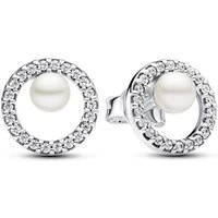 Treated Freshwater Cultured Pearl & Pavé Halo Stud Earrings