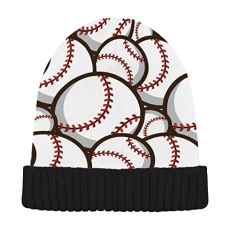 Trendy Baseball Balls Pattern Beanie Hat Winter Hat Skull Cap Knit Beanies Warm Slouchy Hat for Women Men