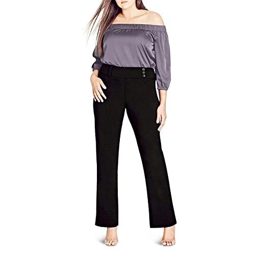 Trendy Plus Size Kick-Flare Pants - Black - X-Large