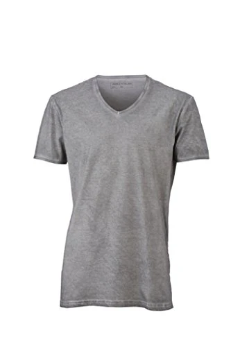 Trendy T-shirt with V-neck (XXL, grey)