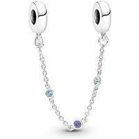 Triple Blue Stone Safety Chain - Silver