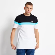 Triple Panel T hirt - White / Black / Capri Blue