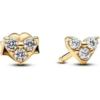 Triple Stone Heart Stud Earrings