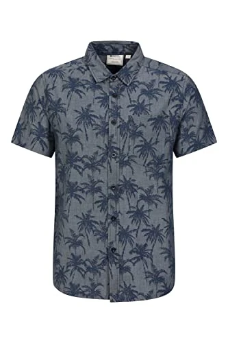 Tropical Printed Mens Short Sleeved Shirt - 100% Cotton Shirt, Breathable Shirt, Machine Washable T 