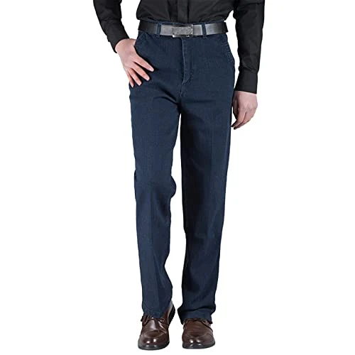 Trousers Men's Jeans Slim Fit Stretch Jeans Skinny Jeans for Men Distressed Straight Leg Fashion Comfort Flex Waist Pants Men's Trousers Blue, darkblue, W34