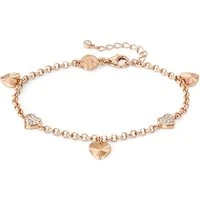 TrueJoy Rose Gold Crystal Hearts Bracelet - 16cm