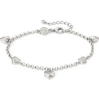 TrueJoy Silver Crystal Hearts Bracelet - 16cm