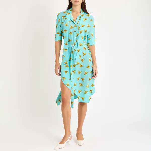Turquoise Metro Printed Dress - Blue