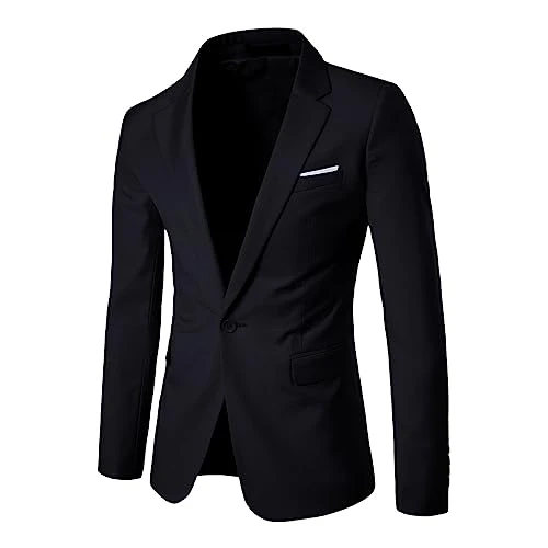 Tuxedo Jackets For Men Uk, Mens Jackets Smart Casual Blazer Dress Jackets Solid Color Formal Jackets Lapel Dinner Jacket Business Casual Smart Lounge Jacket Cosy And Warm Chesterfield Coat