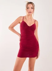 Twisted Front Strappy Mini Dress WINE Twisted Front Strappy Mini Dress WINE