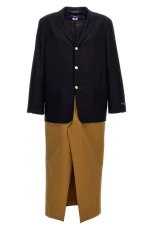 Two-material single-breasted coat Multicolor Size