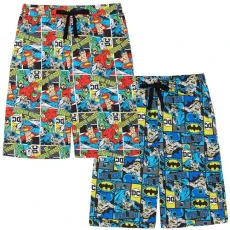 Two Pack Men's Lounge Shorts - Batman, the Flash, Green Lantern & Superman - 100% Cotton - MEDIUM Two Pack Men's Lounge Shorts - Batman, the Flash, Green Lantern & Superman - 100% Cotton - MEDIUM