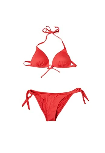 Two-Piece Monochrome Triangle Bikini Women's Swimsuit 235327 (46, Red)